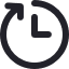 Clock with arrow indicating time or reset