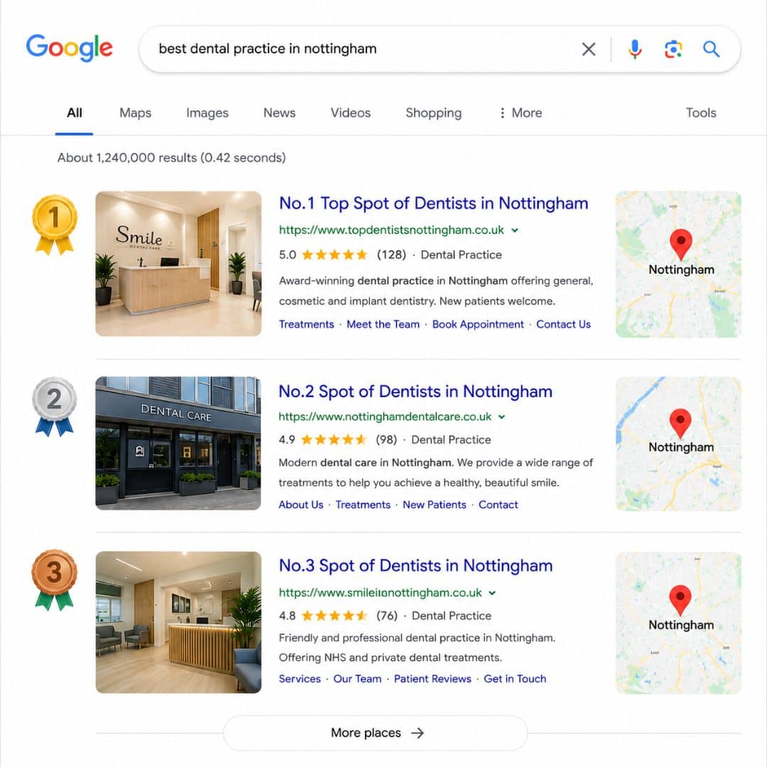 Ranking for the most competitive dental keywords in Nottingham