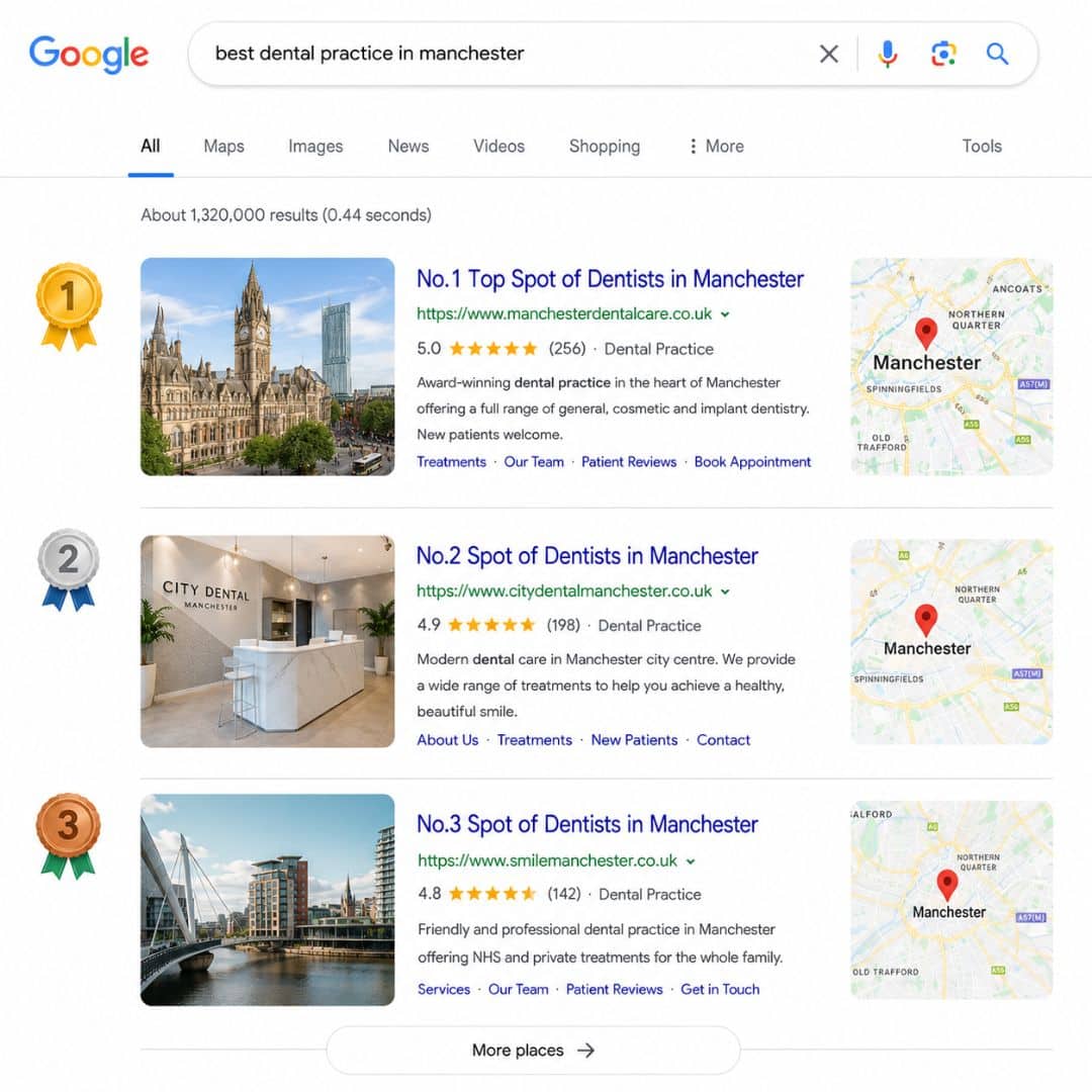 Ranking for the most competitive dental keywords in Manchester