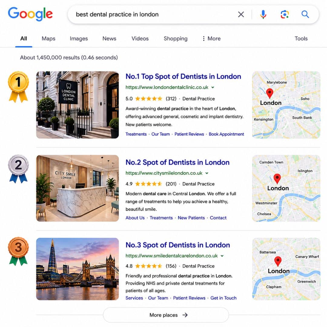 Ranking for the most competitive dental keywords in London