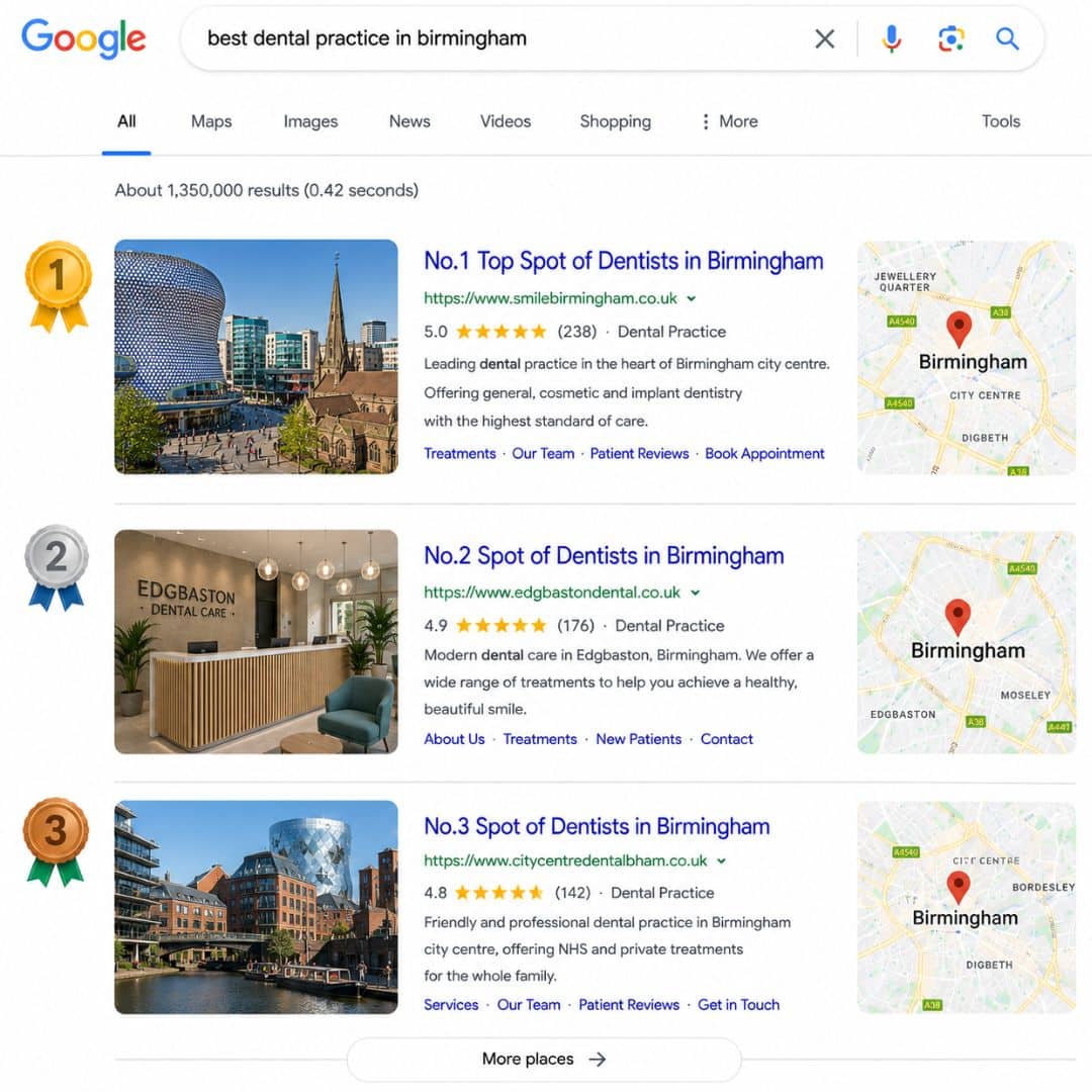 Ranking for the most competitive dental keywords in Birmingham